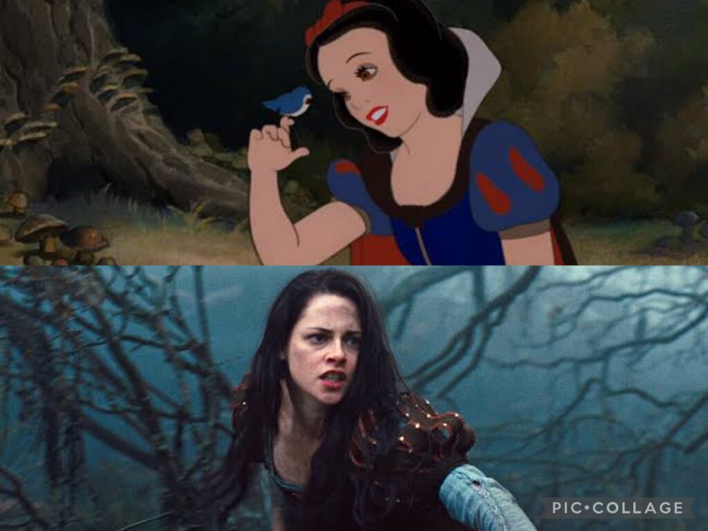 (Atas) Snow White and the Seven Dwarfs, (bawah) Snow White and the Huntsman