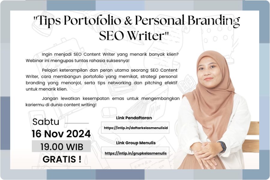 Kelas Menulis Tips Portofolio & Personal Branding SEO Writer Bareng Kak Soffy